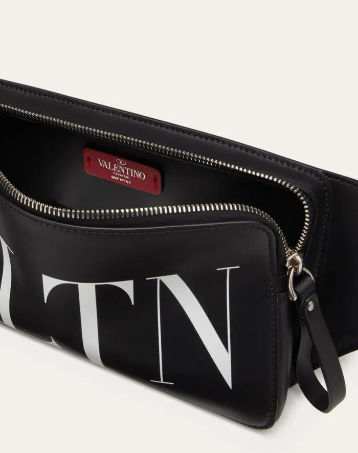 Valentino Belt Bags Man Leather Vltn Belt Bag For Man In Blackwhite Blackwhite Valentino Belt Bags Man Leather Vltn Belt Bag For Man In Blackwhite Blackwhite