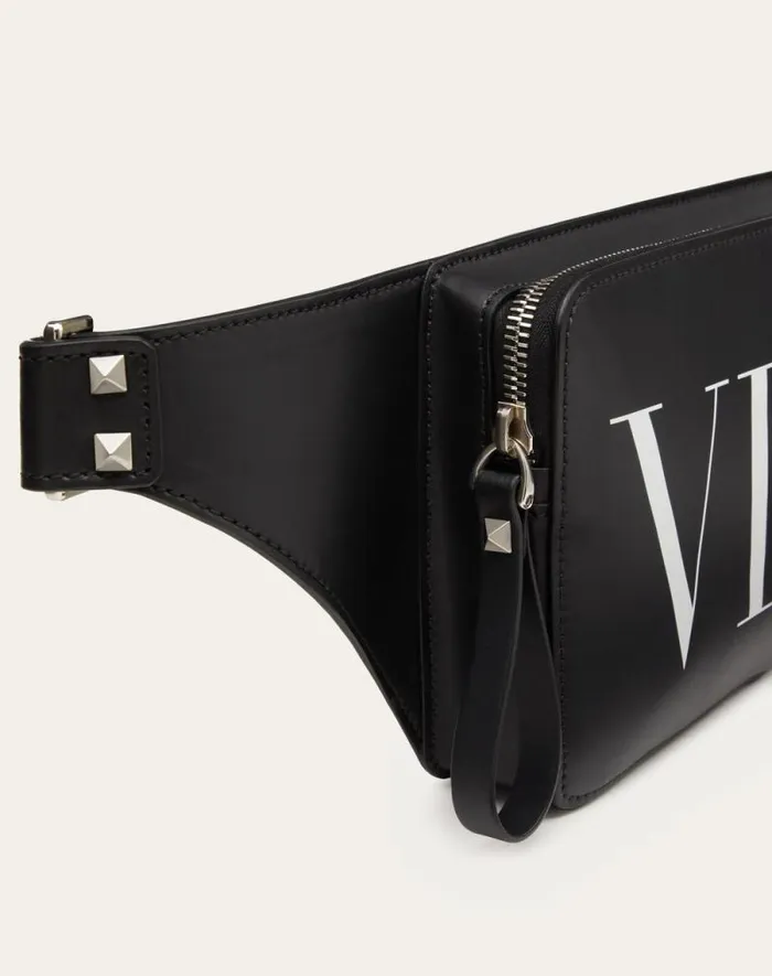 Valentino Belt Bags Man Leather Vltn Belt Bag For Man In Blackwhite Blackwhite Valentino Belt Bags Man Leather Vltn Belt Bag For Man In Blackwhite Blackwhite