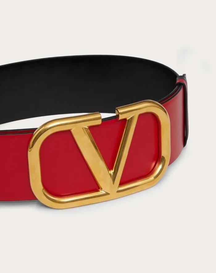 Valentino Belts Woman Reversible Vlogo Signature Belt In Glossy Calfskin 70 Mm For Woman In Blackpure Red Blackpure Red Valentino Belts Woman Reversible Vlogo Signature Belt In Glossy Calfskin 70 Mm For Woman In Blackpure Red Blackpure Red