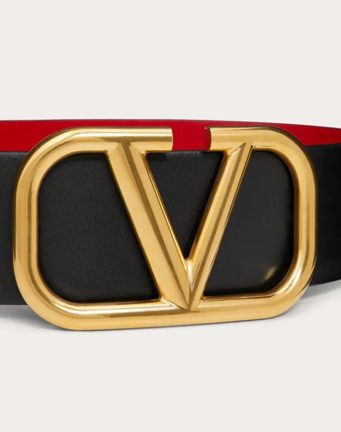Valentino Belts Woman Reversible Vlogo Signature Belt In Glossy Calfskin 70 Mm For Woman In Blackpure Red Blackpure Red Valentino Belts Woman Reversible Vlogo Signature Belt In Glossy Calfskin 70 Mm For Woman In Blackpure Red Blackpure Red
