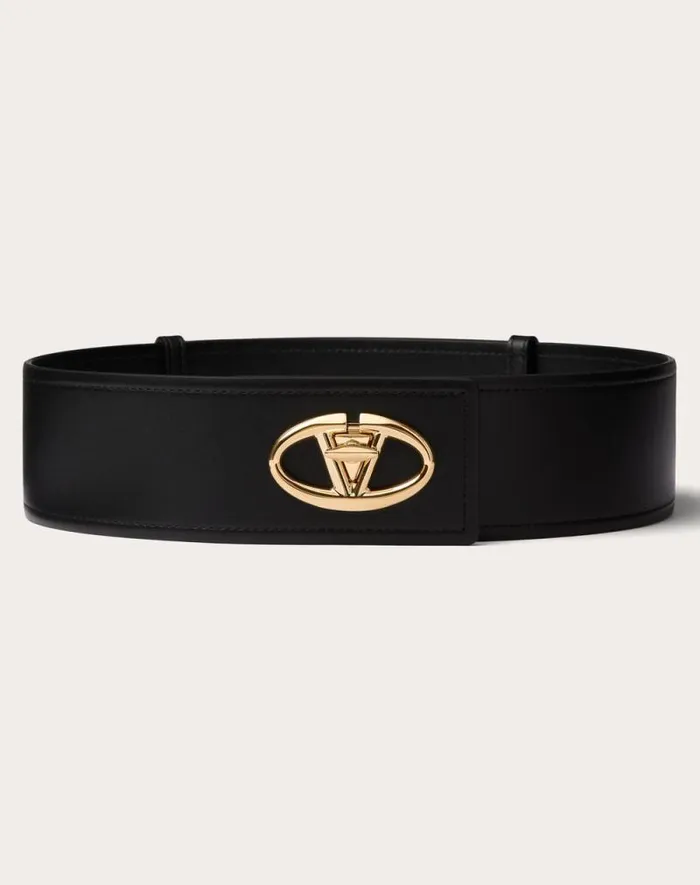 Valentino Belts Woman The Bold Edition Vlogo Calfskin Belt 60 Mm For Woman In Black Black Valentino Belts Woman The Bold Edition Vlogo Calfskin Belt 60 Mm For Woman In Black Black