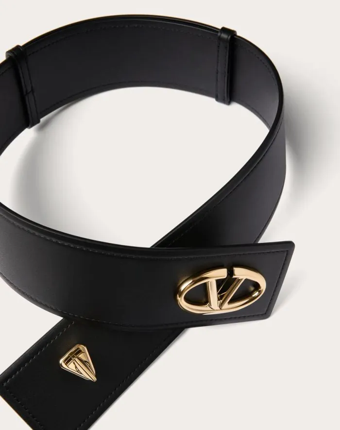 Valentino Belts Woman The Bold Edition Vlogo Calfskin Belt 60 Mm For Woman In Black Black Valentino Belts Woman The Bold Edition Vlogo Calfskin Belt 60 Mm For Woman In Black Black