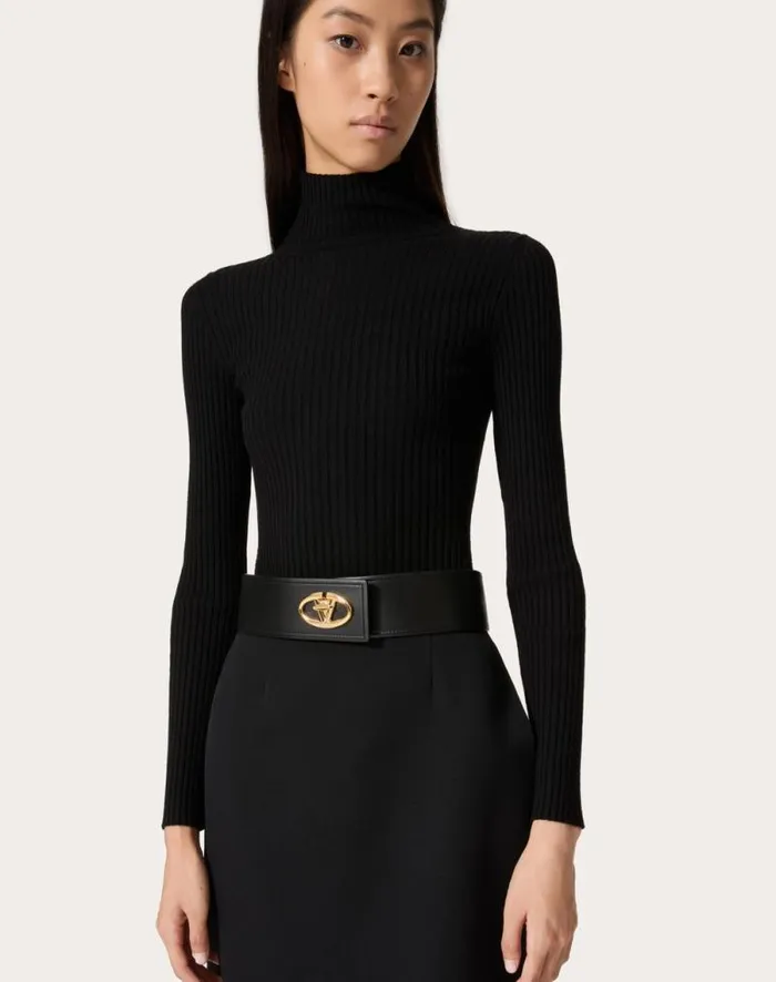 Valentino Belts Woman The Bold Edition Vlogo Calfskin Belt 60 Mm For Woman In Black Black Valentino Belts Woman The Bold Edition Vlogo Calfskin Belt 60 Mm For Woman In Black Black