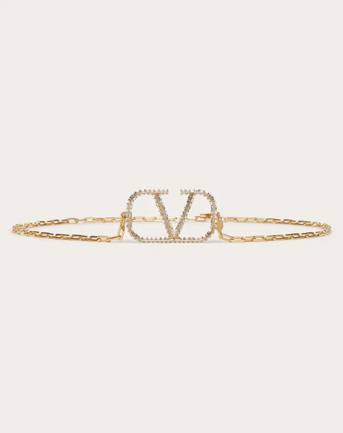 Valentino Belts Woman Vlogo Signature Chain Belt For Woman In Goldcrystal Goldcrystal Valentino Belts Woman Vlogo Signature Chain Belt For Woman In Goldcrystal Goldcrystal