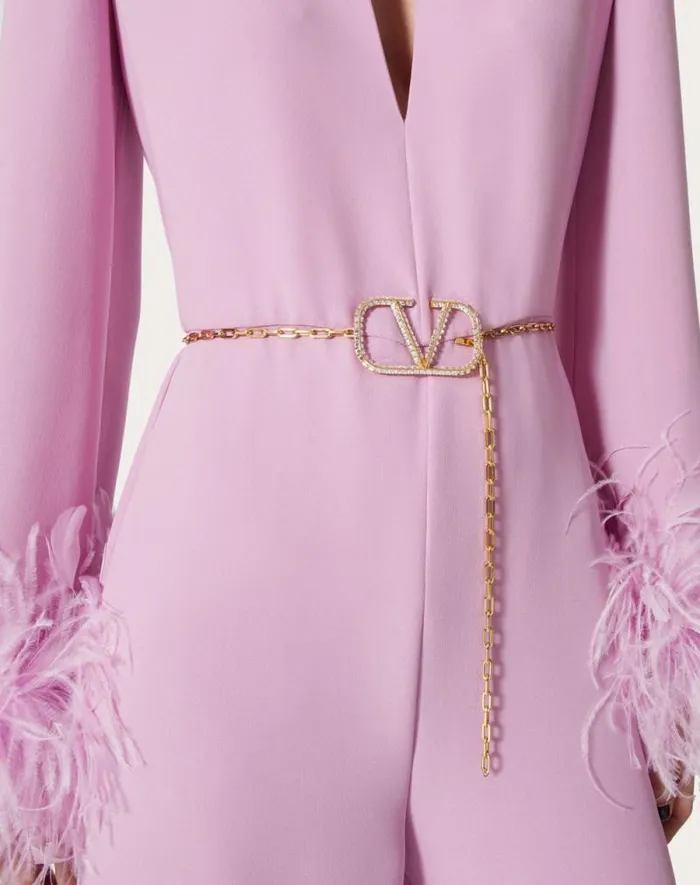 Valentino Belts Woman Vlogo Signature Chain Belt For Woman In Goldcrystal Goldcrystal Valentino Belts Woman Vlogo Signature Chain Belt For Woman In Goldcrystal Goldcrystal