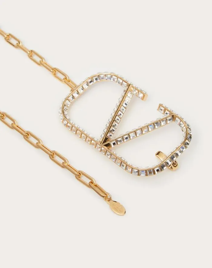 Valentino Belts Woman Vlogo Signature Chain Belt For Woman In Goldcrystal Goldcrystal Valentino Belts Woman Vlogo Signature Chain Belt For Woman In Goldcrystal Goldcrystal