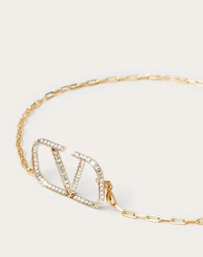 Valentino Belts Woman Vlogo Signature Chain Belt For Woman In Goldcrystal Goldcrystal Valentino Belts Woman Vlogo Signature Chain Belt For Woman In Goldcrystal Goldcrystal