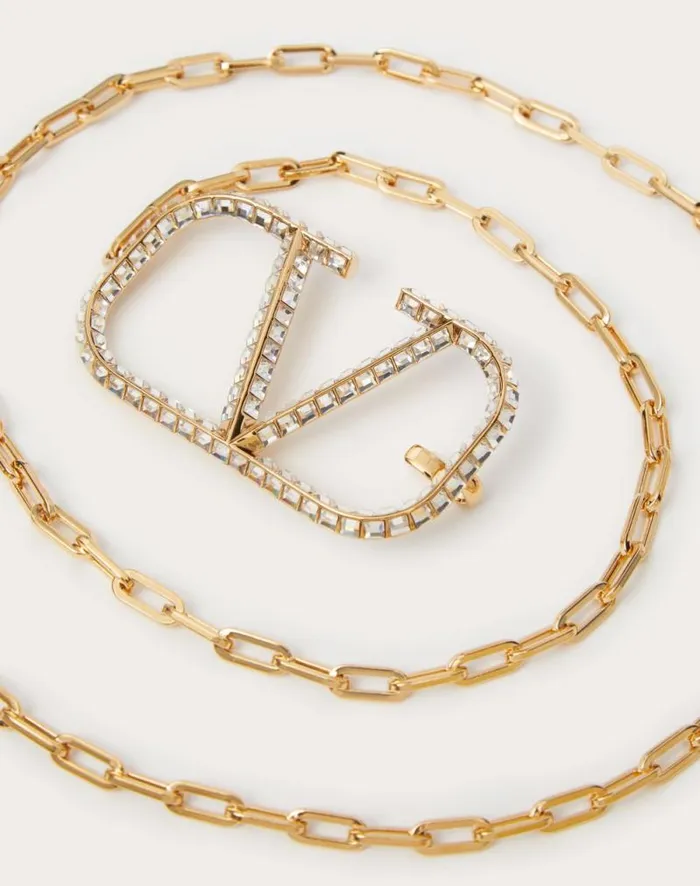 Valentino Belts Woman Vlogo Signature Chain Belt For Woman In Goldcrystal Goldcrystal Valentino Belts Woman Vlogo Signature Chain Belt For Woman In Goldcrystal Goldcrystal