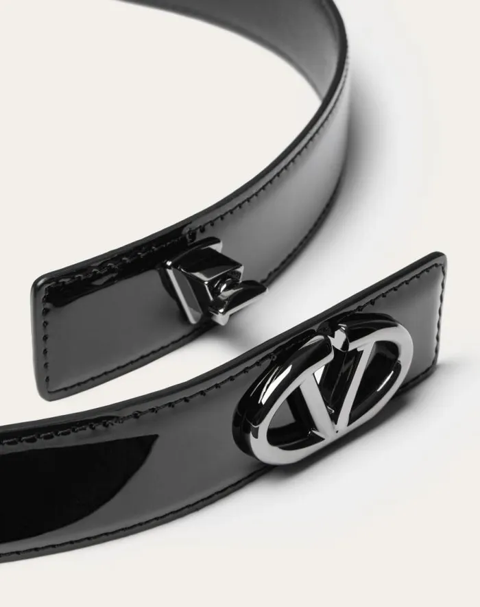 Valentino Belts Woman Vlogo The Bold Edition 30 Mm Patent Leather Belt For Woman In Black Black Valentino Belts Woman Vlogo The Bold Edition 30 Mm Patent Leather Belt For Woman In Black Black