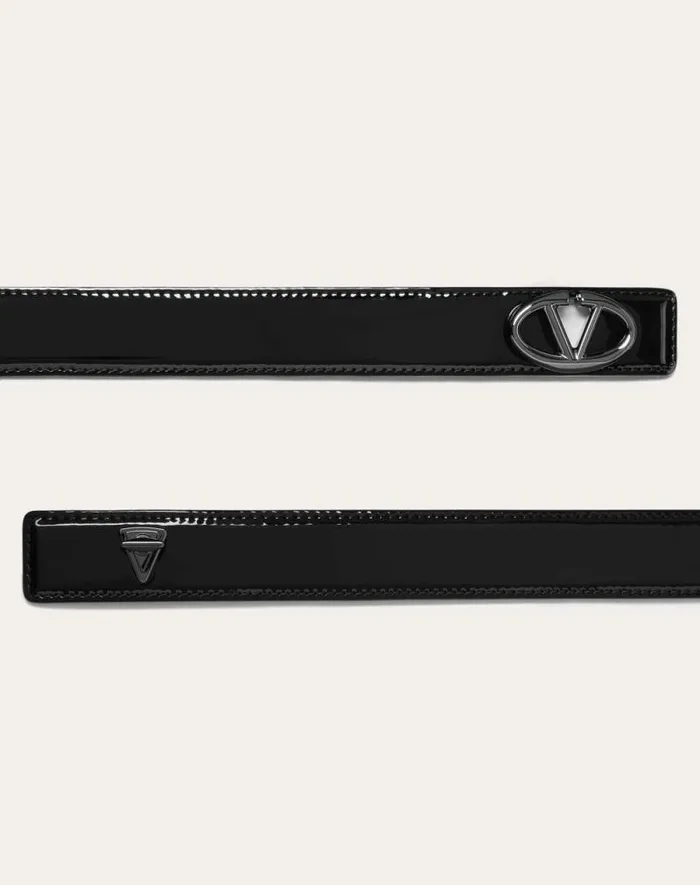 Valentino Belts Woman Vlogo The Bold Edition 30 Mm Patent Leather Belt For Woman In Black Black Valentino Belts Woman Vlogo The Bold Edition 30 Mm Patent Leather Belt For Woman In Black Black