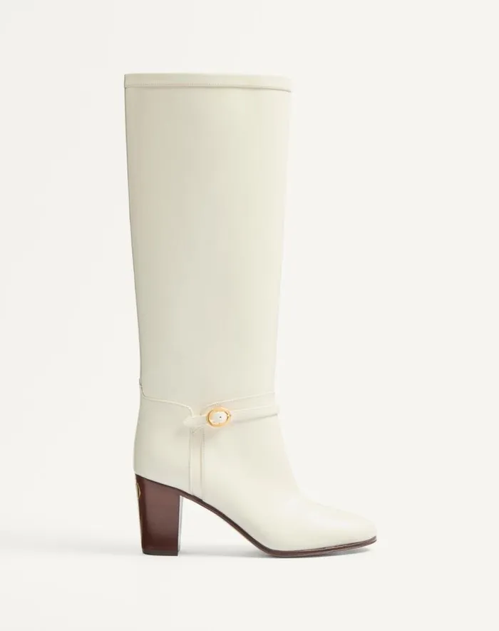 Valentino Boots Woman Pattie Calfskin Boot 75mm For Woman In Ivory Ivory