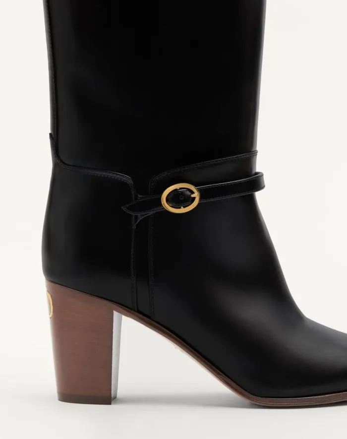 Valentino Boots Woman Pattie Calfskin Boot 75mm For Woman In Ivory Ivory Valentino Boots Woman Pattie Calfskin Boot 75mm For Woman In Ivory Ivory