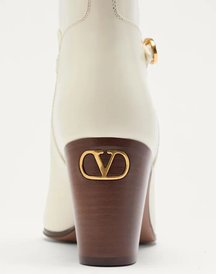 Valentino Boots Woman Pattie Calfskin Boot 75mm For Woman In Ivory Ivory Valentino Boots Woman Pattie Calfskin Boot 75mm For Woman In Ivory Ivory