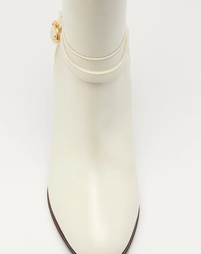 Valentino Boots Woman Pattie Calfskin Boot 75mm For Woman In Ivory Ivory Valentino Boots Woman Pattie Calfskin Boot 75mm For Woman In Ivory Ivory