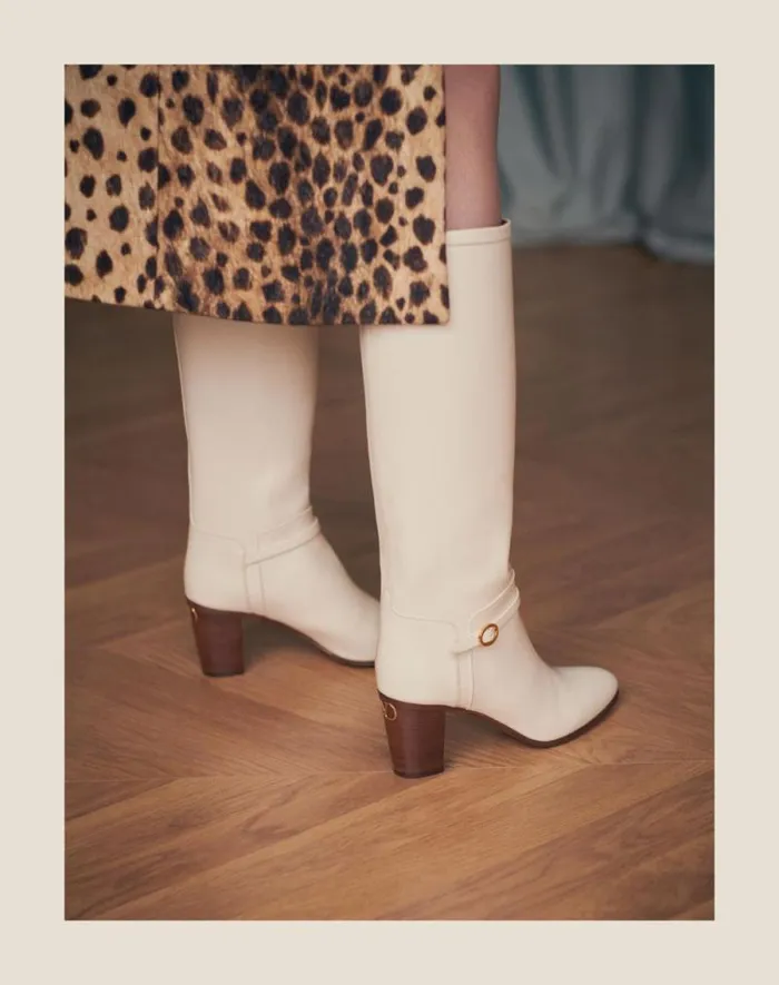 Valentino Boots Woman Pattie Calfskin Boot 75mm For Woman In Ivory Ivory Valentino Boots Woman Pattie Calfskin Boot 75mm For Woman In Ivory Ivory