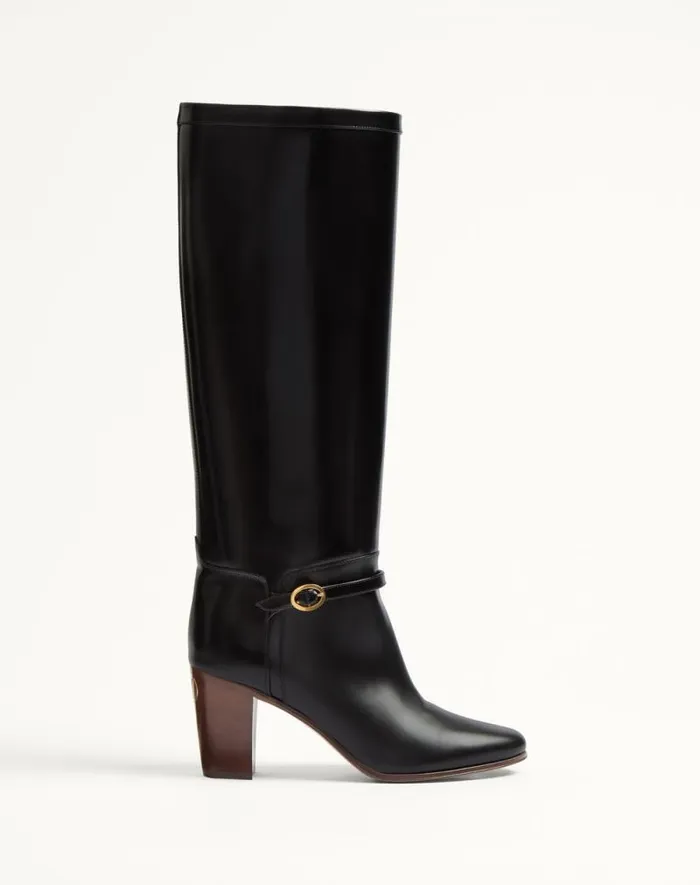 Valentino Boots Woman Pattie Calfskin Boot 75mm For Woman In Ivory Ivory Valentino Boots Woman Pattie Calfskin Boot 75mm For Woman In Ivory Ivory