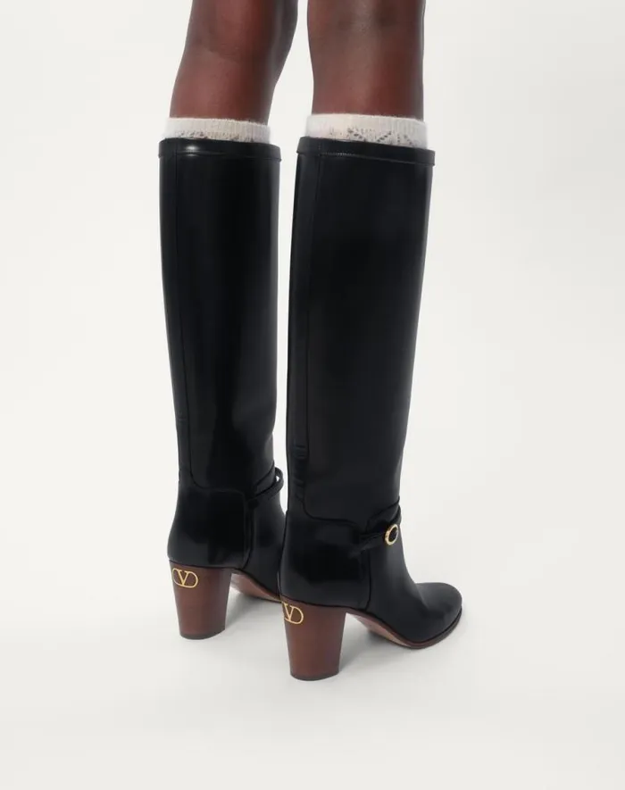 Valentino Boots Woman Pattie Calfskin Boot 75mm For Woman In Ivory Ivory Valentino Boots Woman Pattie Calfskin Boot 75mm For Woman In Ivory Ivory