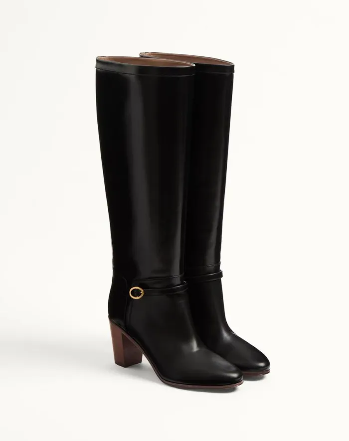 Valentino Boots Woman Pattie Calfskin Boot 75mm For Woman In Ivory Ivory Valentino Boots Woman Pattie Calfskin Boot 75mm For Woman In Ivory Ivory