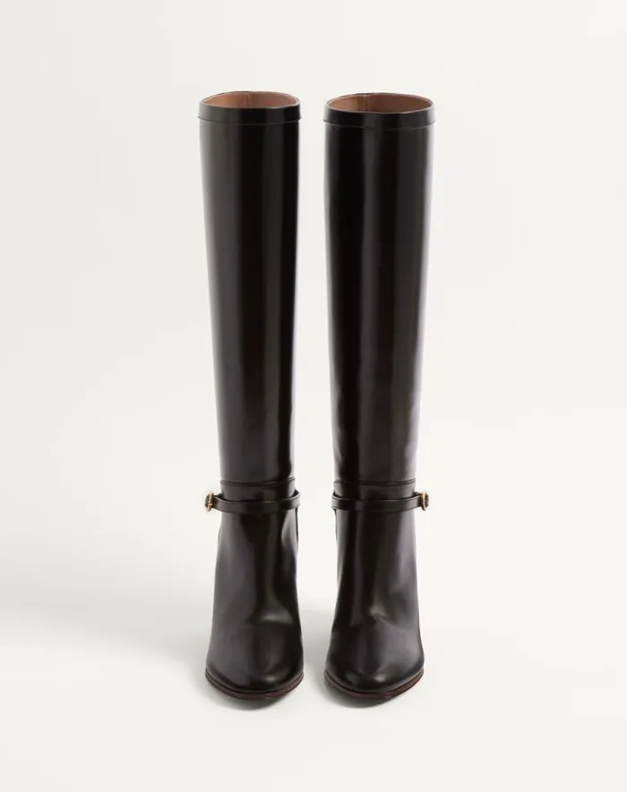 Valentino Boots Woman Pattie Calfskin Boot 75mm For Woman In Ivory Ivory Valentino Boots Woman Pattie Calfskin Boot 75mm For Woman In Ivory Ivory