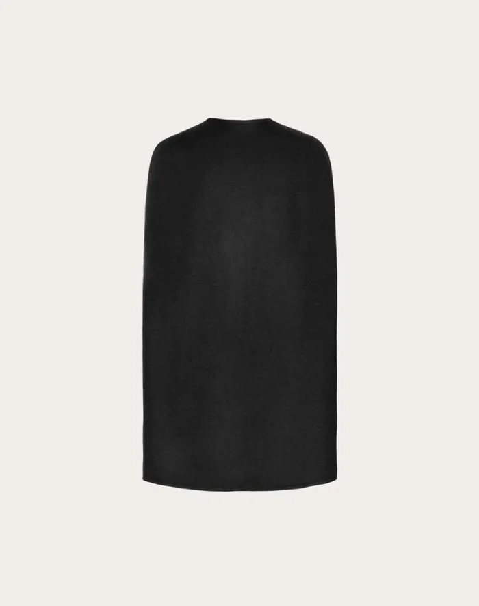 Valentino Coats And Outerwear Woman Compact Drap Cape For Woman In Black Black Valentino Coats And Outerwear Woman Compact Drap Cape For Woman In Black Black