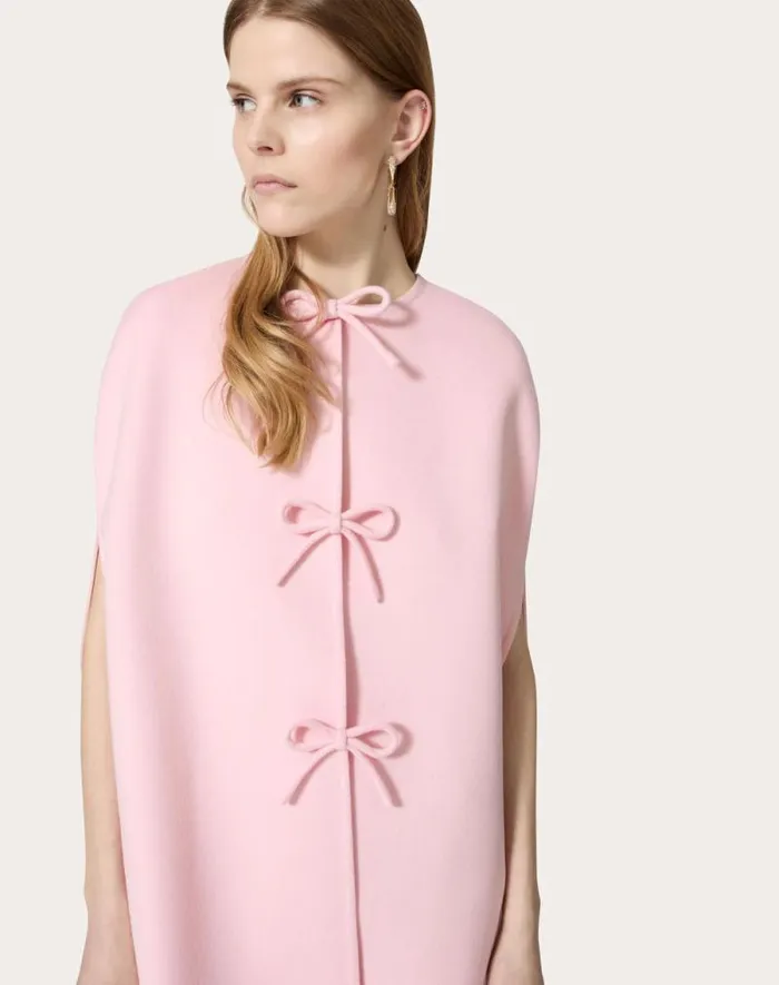 Valentino Coats And Outerwear Woman Compact Drap Cape For Woman In Black Black Valentino Coats And Outerwear Woman Compact Drap Cape For Woman In Black Black