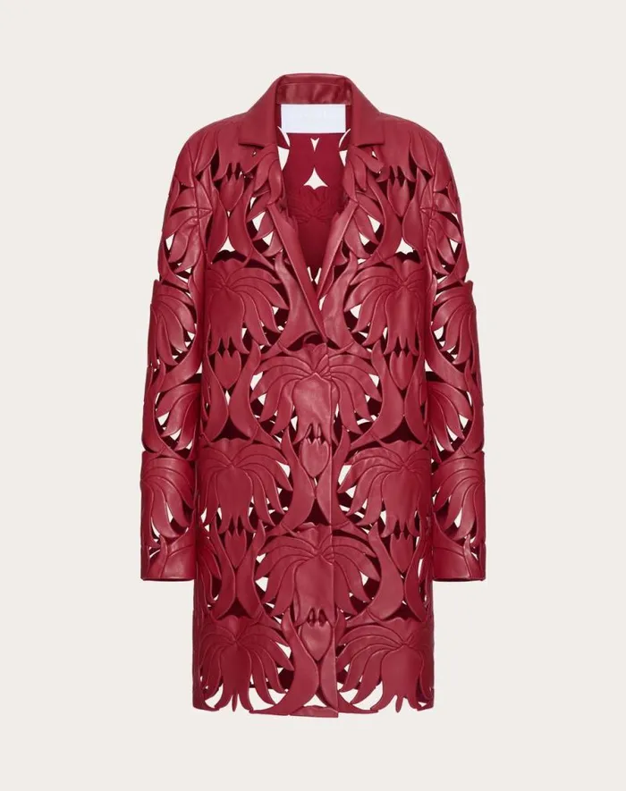 Valentino Coats And Outerwear Woman Embroidered Atlas Nappa Coat For Woman In Merlara Merlara Valentino Coats And Outerwear Woman Embroidered Atlas Nappa Coat For Woman In Merlara Merlara