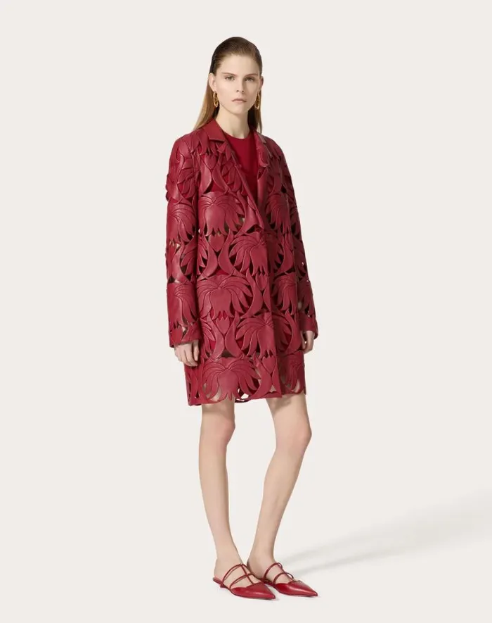 Valentino Coats And Outerwear Woman Embroidered Atlas Nappa Coat For Woman In Merlara Merlara Valentino Coats And Outerwear Woman Embroidered Atlas Nappa Coat For Woman In Merlara Merlara