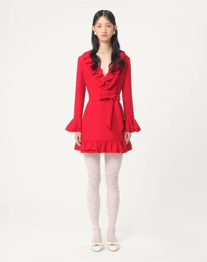 Valentino Dresses Woman Crepe Couture Short Dress For Woman In Red Red Valentino Dresses Woman Crepe Couture Short Dress For Woman In Red Red