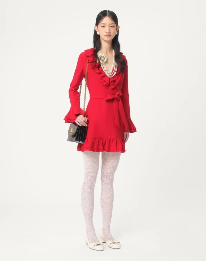 Valentino Dresses Woman Crepe Couture Short Dress For Woman In Red Red Valentino Dresses Woman Crepe Couture Short Dress For Woman In Red Red