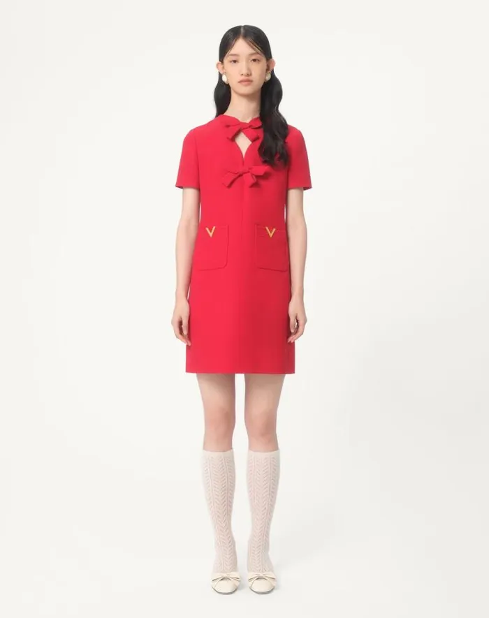Valentino Dresses Woman Crepe Couture Short Dress For Woman In Red Red Valentino Dresses Woman Crepe Couture Short Dress For Woman In Red Red