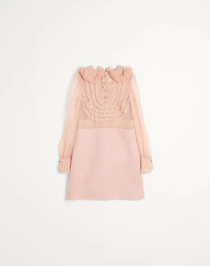 Valentino Dresses Woman Embroidered Crepe Couture Short Dress For Woman In Rose Mist Rose Mist Valentino Dresses Woman Embroidered Crepe Couture Short Dress For Woman In Rose Mist Rose Mist