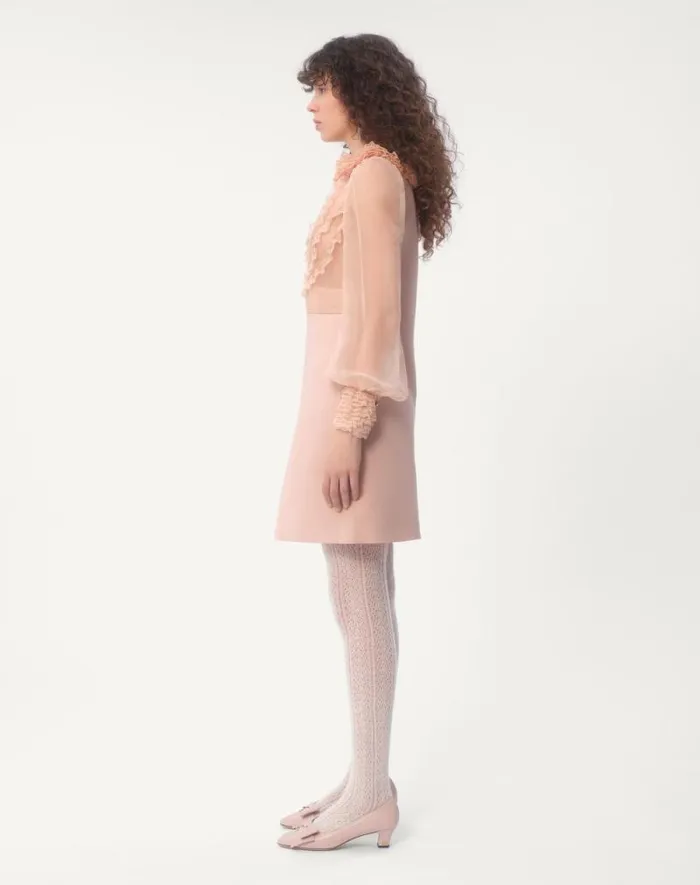 Valentino Dresses Woman Embroidered Crepe Couture Short Dress For Woman In Rose Mist Rose Mist Valentino Dresses Woman Embroidered Crepe Couture Short Dress For Woman In Rose Mist Rose Mist