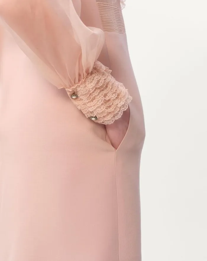 Valentino Dresses Woman Embroidered Crepe Couture Short Dress For Woman In Rose Mist Rose Mist Valentino Dresses Woman Embroidered Crepe Couture Short Dress For Woman In Rose Mist Rose Mist