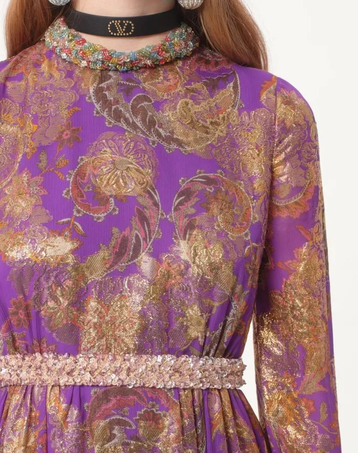 Valentino Dresses Woman Long Embroidered Dress In Fil Coupe039 Lame039 Cachemire Apres L039hiver For Woman In Multicolor Multicolor Valentino Dresses Woman Long Embroidered Dress In Fil Coupe039 Lame039 Cachemire Apres L039hiver For Woman In Multicolor Multicolor