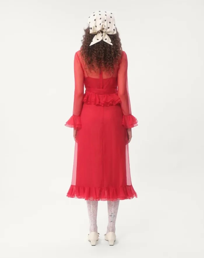Valentino Dresses Woman Organza Midi Dress For Woman In Red Red Valentino Dresses Woman Organza Midi Dress For Woman In Red Red