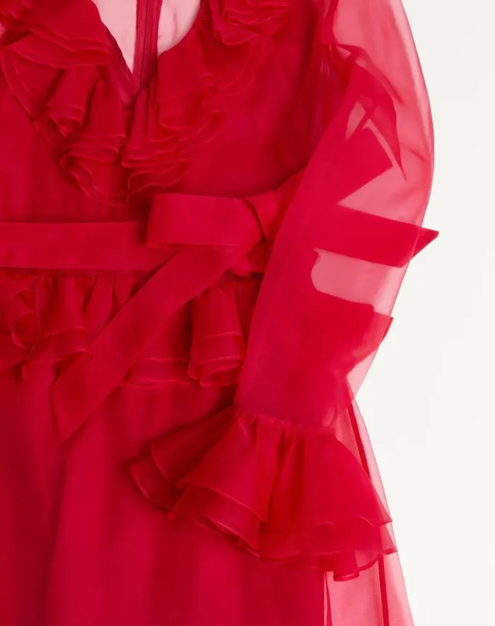 Valentino Dresses Woman Organza Midi Dress For Woman In Red Red Valentino Dresses Woman Organza Midi Dress For Woman In Red Red