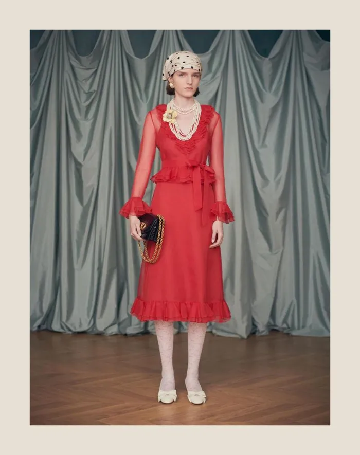 Valentino Dresses Woman Organza Midi Dress For Woman In Red Red Valentino Dresses Woman Organza Midi Dress For Woman In Red Red