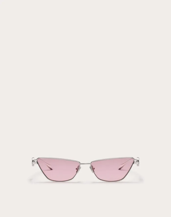 Valentino Eyewear Woman Vlogo Sign Cateye Titanium Frame In Maroon Maroon