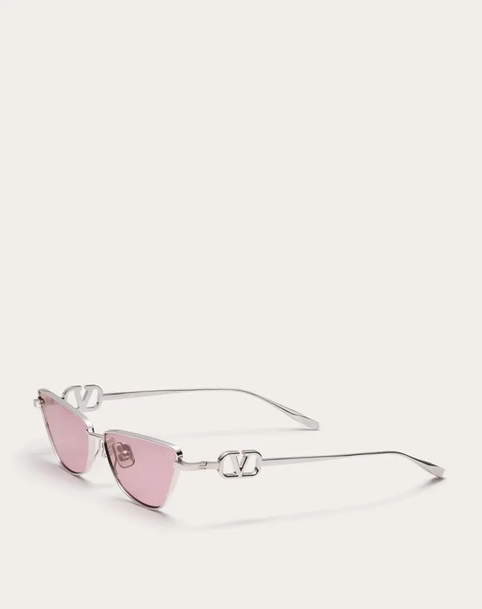 Valentino Eyewear Woman Vlogo Sign Cateye Titanium Frame In Maroon Maroon