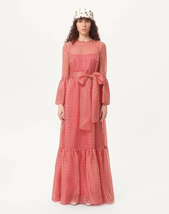 Valentino Gowns Woman Vichy Opticool Organza Evening Dress For Woman In Ivoryparis Ivoryparis Valentino Gowns Woman Vichy Opticool Organza Evening Dress For Woman In Ivoryparis Ivoryparis