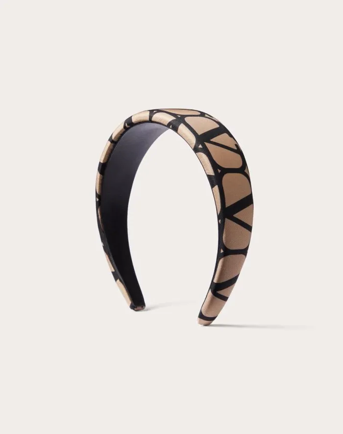 Valentino Hair Accessories Woman Toile Iconographe Silk Headband For Woman In Beigeblack Beigeblack Valentino Hair Accessories Woman Toile Iconographe Silk Headband For Woman In Beigeblack Beigeblack