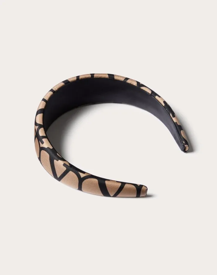 Valentino Hair Accessories Woman Toile Iconographe Silk Headband For Woman In Beigeblack Beigeblack Valentino Hair Accessories Woman Toile Iconographe Silk Headband For Woman In Beigeblack Beigeblack