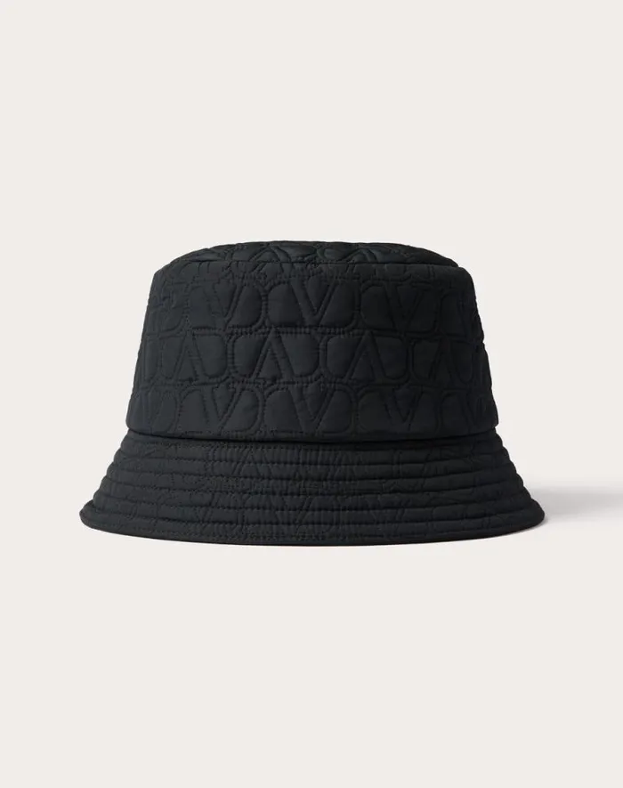 Valentino Hats And Gloves Man Toile Iconographe Quilted Bucket Hat For Man In Navy Navy