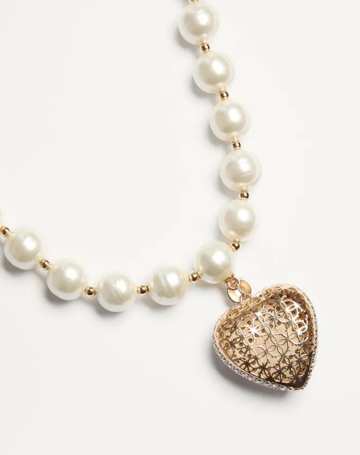 Valentino Jewelry Woman Coeur Royal Necklace In Metal Enamel Pearls And Swarovski Crystals For Woman In Multicolor Multicolor Valentino Jewelry Woman Coeur Royal Necklace In Metal Enamel Pearls And Swarovski Crystals For Woman In Multicolor Multicolor