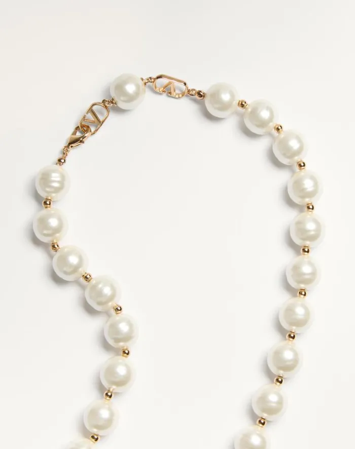 Valentino Jewelry Woman Coeur Royal Necklace In Metal Enamel Pearls And Swarovski Crystals For Woman In Multicolor Multicolor Valentino Jewelry Woman Coeur Royal Necklace In Metal Enamel Pearls And Swarovski Crystals For Woman In Multicolor Multicolor