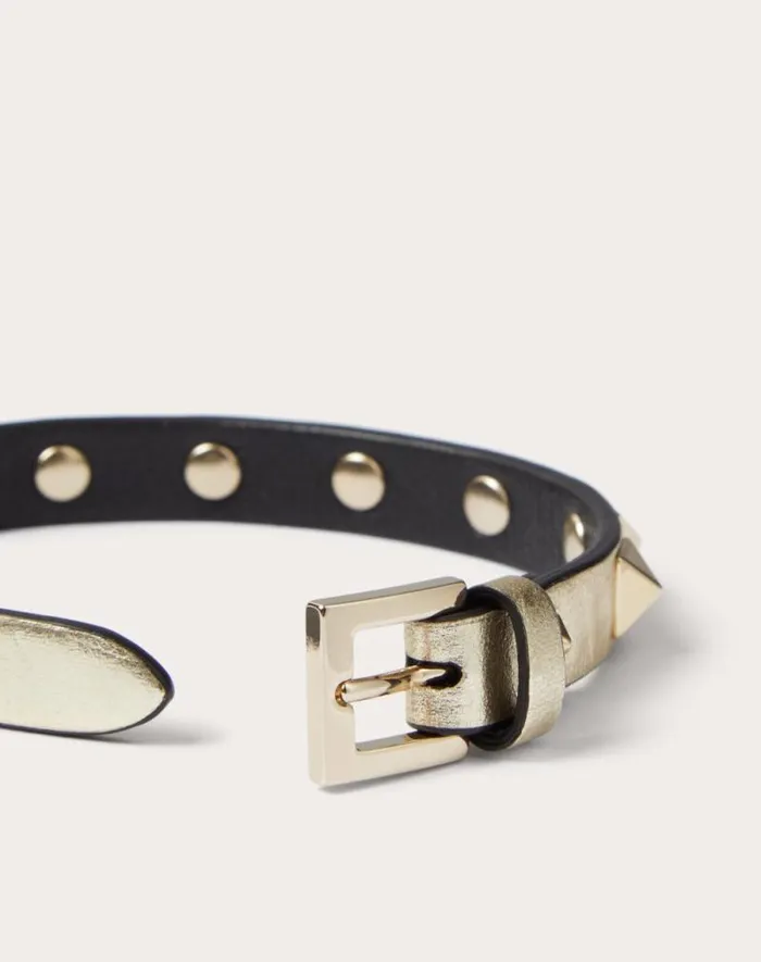 Valentino Jewelry Woman Rockstud Laminated Leather Bracelet For Woman In Platinum Platinum Valentino Jewelry Woman Rockstud Laminated Leather Bracelet For Woman In Platinum Platinum