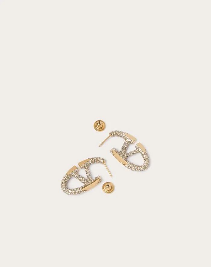 Valentino Jewelry Woman The Bold Edition Vlogo Metal And Swarovski Crystal Earrings For Woman In Gold Gold Valentino Jewelry Woman The Bold Edition Vlogo Metal And Swarovski Crystal Earrings For Woman In Gold Gold