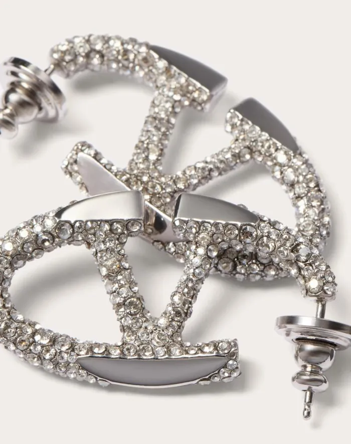 Valentino Jewelry Woman The Bold Edition Vlogo Metal And Swarovski Crystal Earrings For Woman In Gold Gold Valentino Jewelry Woman The Bold Edition Vlogo Metal And Swarovski Crystal Earrings For Woman In Gold Gold