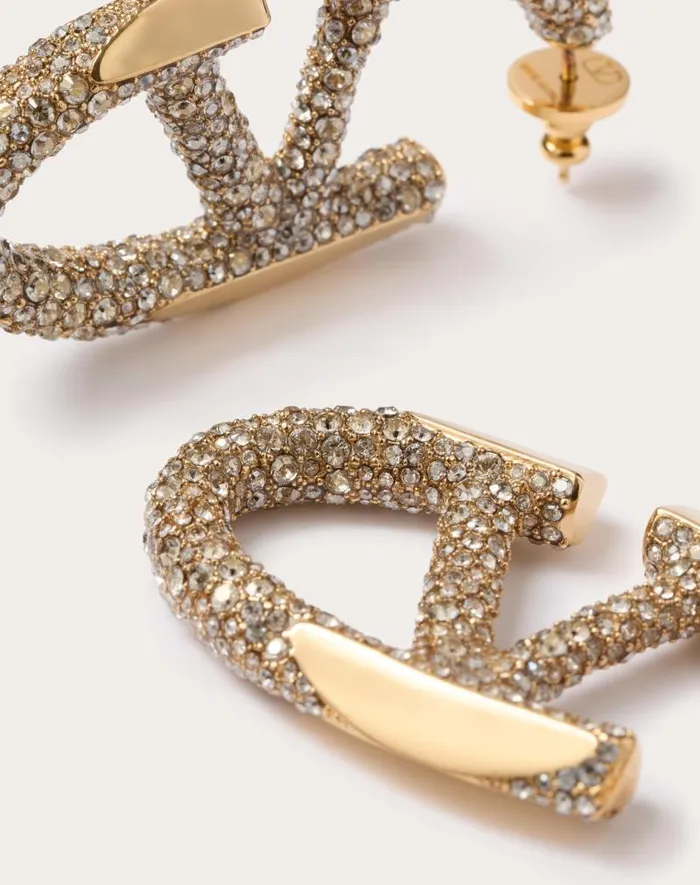 Valentino Jewelry Woman The Bold Edition Vlogo Metal And Swarovski Crystal Earrings For Woman In Gold Gold Valentino Jewelry Woman The Bold Edition Vlogo Metal And Swarovski Crystal Earrings For Woman In Gold Gold