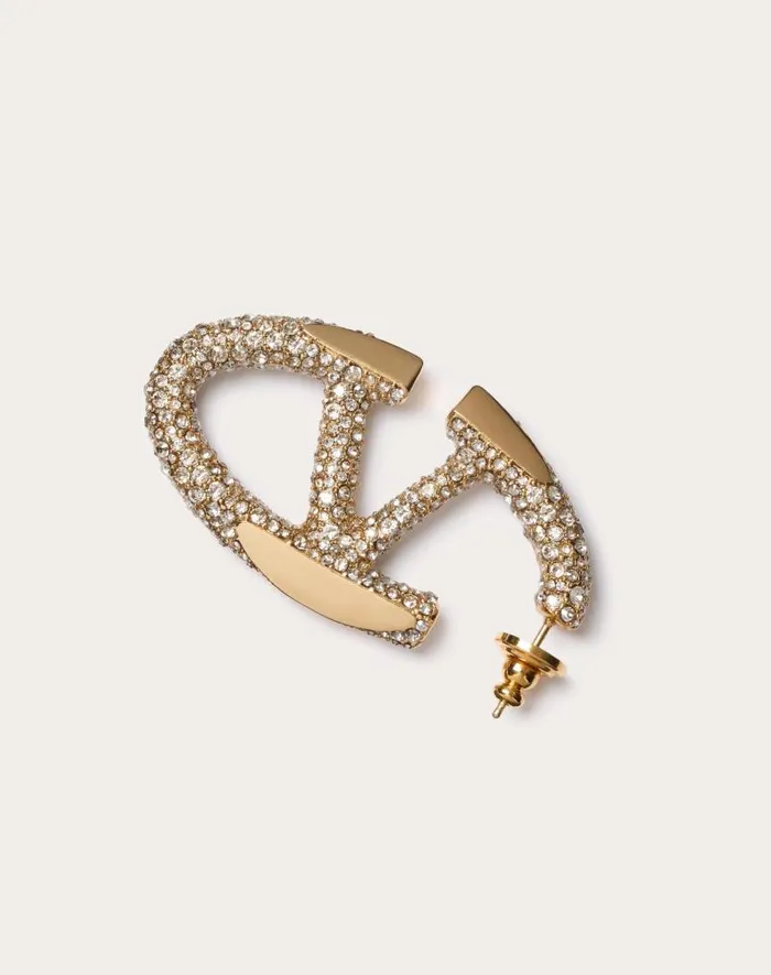Valentino Jewelry Woman The Bold Edition Vlogo Metal And Swarovski Crystal Earrings For Woman In Gold Gold Valentino Jewelry Woman The Bold Edition Vlogo Metal And Swarovski Crystal Earrings For Woman In Gold Gold